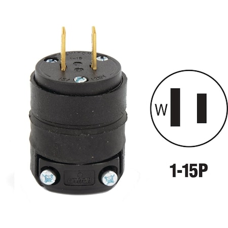 Leviton 15A 125V 2-Wire 2-Pole Rough Use Cord Plug 000-115PR